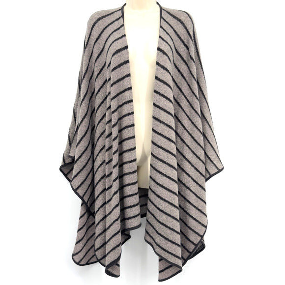 Soft Surroundings Cape Poncho Women's OS Made in USA Striped Fall Winter Weather - Picture 1 of 6